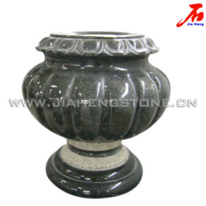 供应黑色花岗岩花盆 花盆石雕 室外花盆石雕1